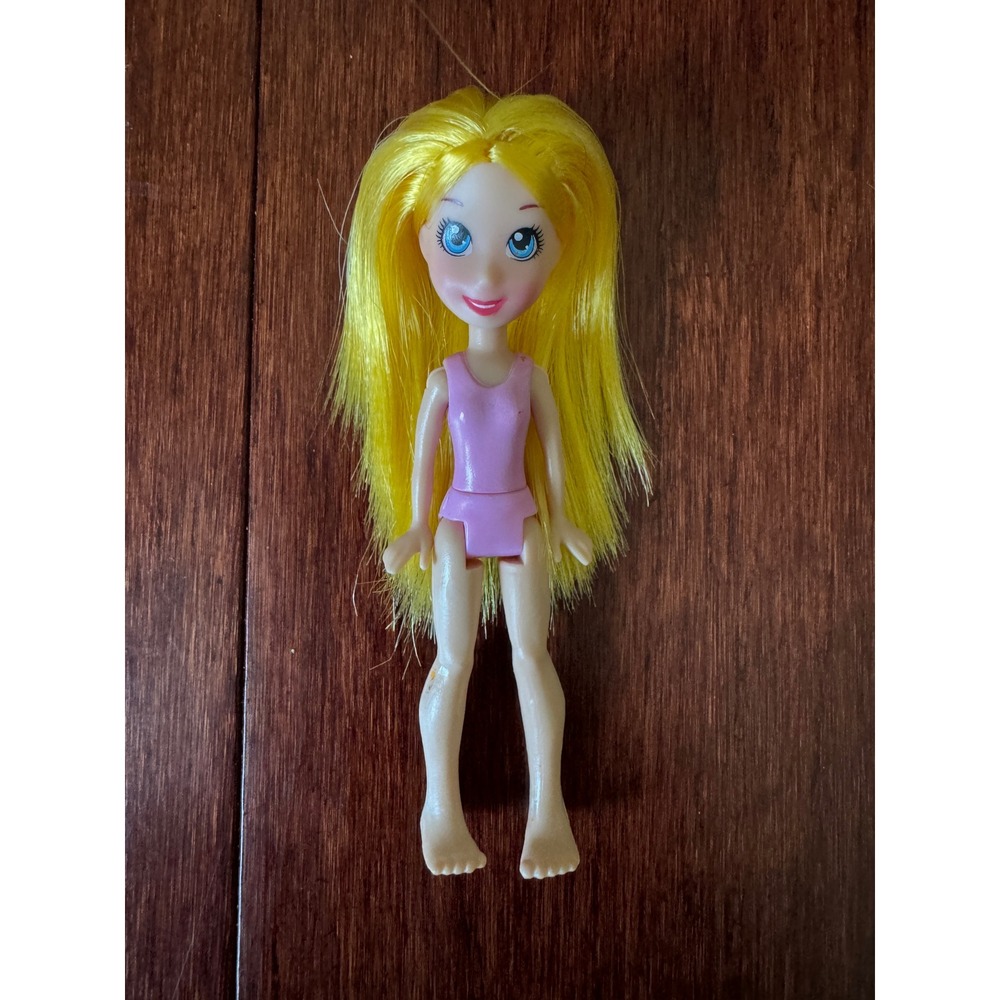 Polly Pocket Small Doll 3.75 Inch Yellow Hair Pink Molded Bodice